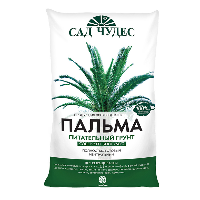Грунт торфяной "Пальма" с биогумусом 5 л Сад Чудес