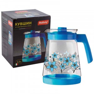 Кувшин 2500 мл, жаропрочное стекло, ручка пластик, Pentola-2500, 910118 Mallony
