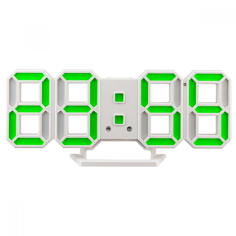 Часы-Будильник Perfeo LUMINOUS  2", белый корпус/зеленая LED подсветка (PF6111)"