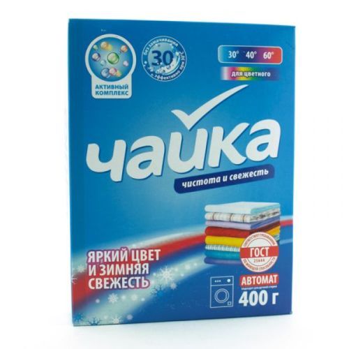 Средство для стирки порошок ЧАЙКА Яркий цвет и зимняя свежесть, автомат 400г