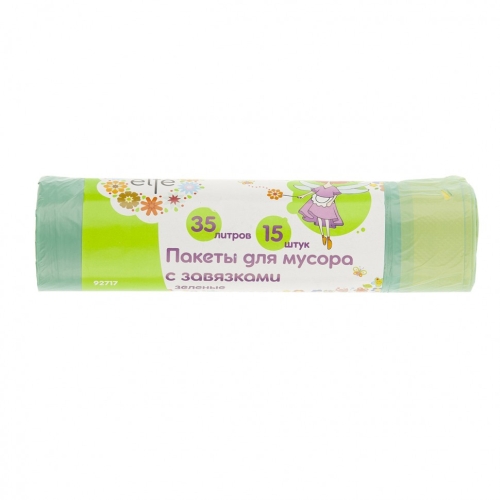 Мешок для мусора  35 л (15 шт) с завязками Home Palisad Зелёные 927175