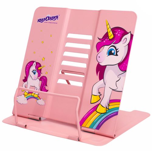 Подставка для книг ЮНЛАНДИЯ "Neon Unicorn", регулируемый угол наклона, металл, 237575