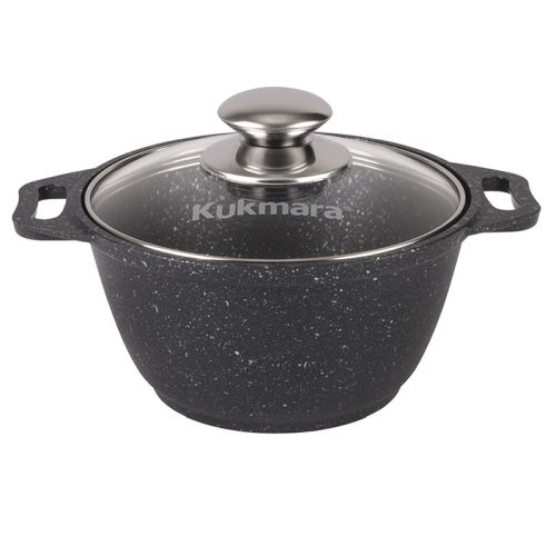 Кастрюля с антипригарным покрытием  1,0л. KUKMARA кмт12а темный мрамор