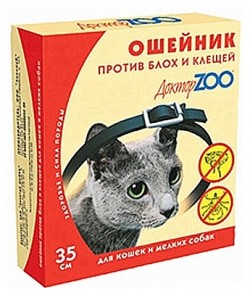 Ошейник от клещей/блох 35 см для кошек и мелких собак ZR0601 Доктор ZOO