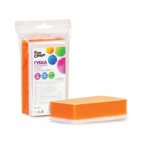 Губка для мытья посуды FUN CLEAN двухсторонняя, абразив+искусственная замша, 3х11,5х6,5 см 601231