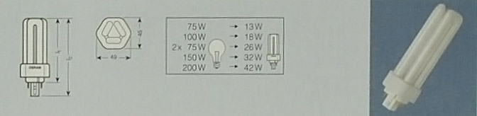 Лампа люминесцентная компактная DULUX T/E 42W/31-830 GX24q-4 OSRAM