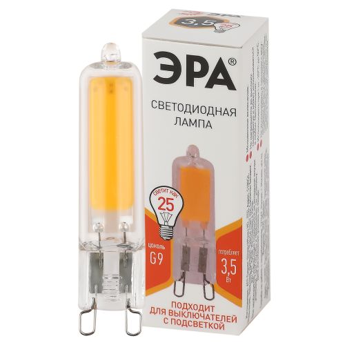 Лампа светодиодная G9 220В 3,5Вт 2700К теплая, прозрачная ЭРА