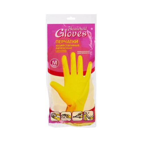 Перчатки хозяйственные латексные GLOVES размер M (средний)