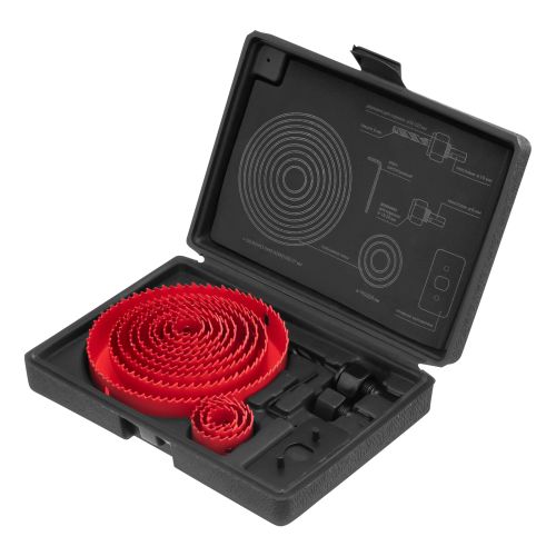 Набор кольцевых пил 12 предметов в кофре, для дерева/пластика 19-127 мм Matrix 70472
