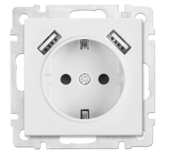 Механизм роз. 1-местн. з/к VALENA +2USB белый Legrand (774219)