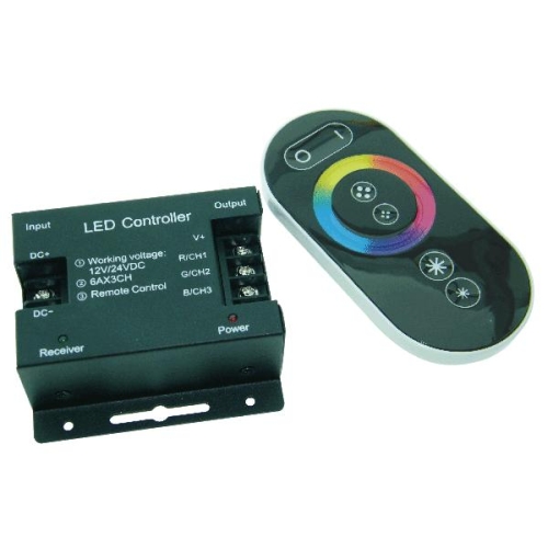Контроллер для светодиодных лент FL-FPC RGB 3x6A DC12V/24V 216W/432W + сенсорный радиопульт