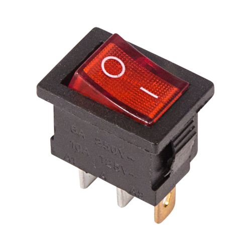Выключатель клавишный с подсветкой 3 конт 220V KCD1-104 N 6А (ON-OFF) красный 36-2150