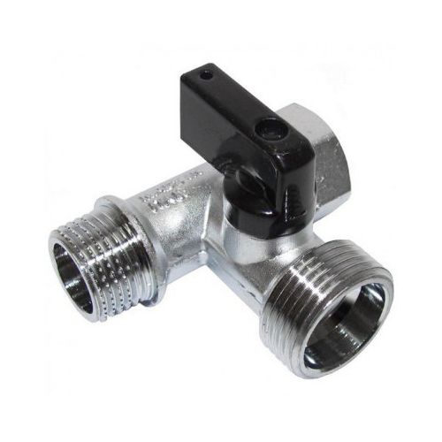 Кран MINI шаровой для стириральной машины 1/2"х3/4"х1/2" трёхпроходной BUGATTI 877 