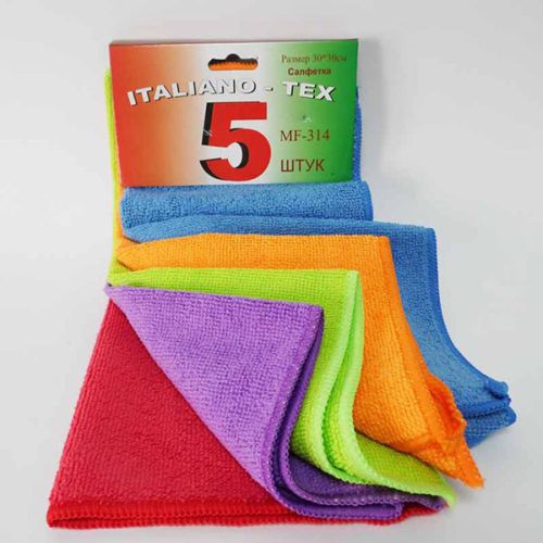 Салфетка из микрофибры универсальная 30х30 см, 5 шт Italiano Tex MF-314