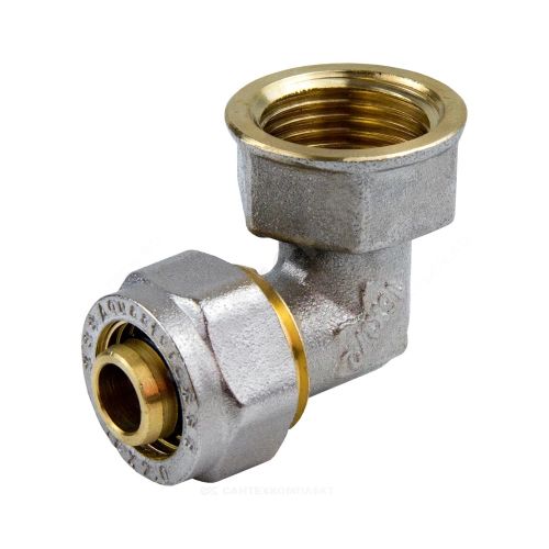 Угольник для металлопластиковой трубы 20 х 1/2"(15 мм) цанга внутренняя