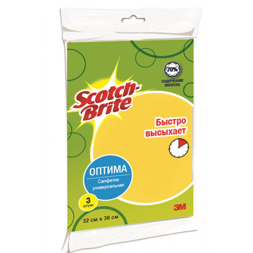 Салфетка универсальная из вискозы Scotch-Brite GPW-O Оптима 32х38 см 3 шт