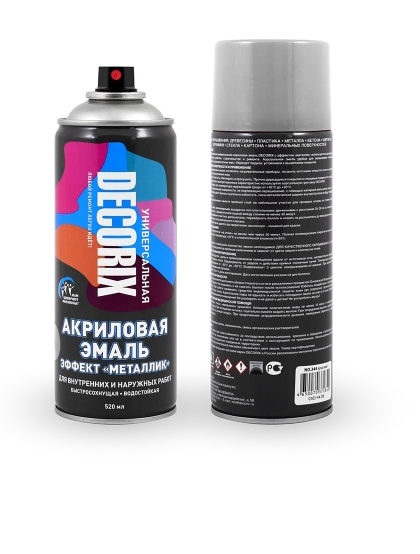 Краска аэрозольная Хром Металлик эмаль акриловая DECORIX 520 мл 0103-06 DX