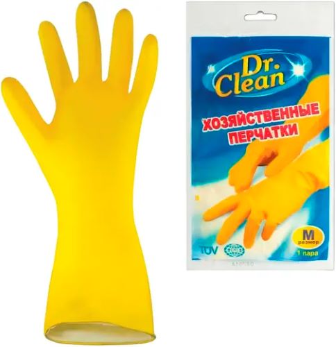 Перчатки хозяйственные латексные Dr.Clean размер S (маленький) 