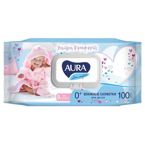 Салфетки влажные для детей AURA "Ultra comfort", гипоаллергенные, без спирта, крышка-клапан, 6486