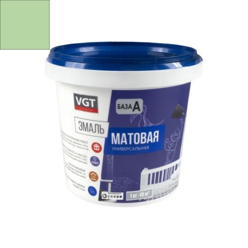 Эмаль VGT ВД-АК-1179 универсальная матовая мятная RAL 6019 1.0кг