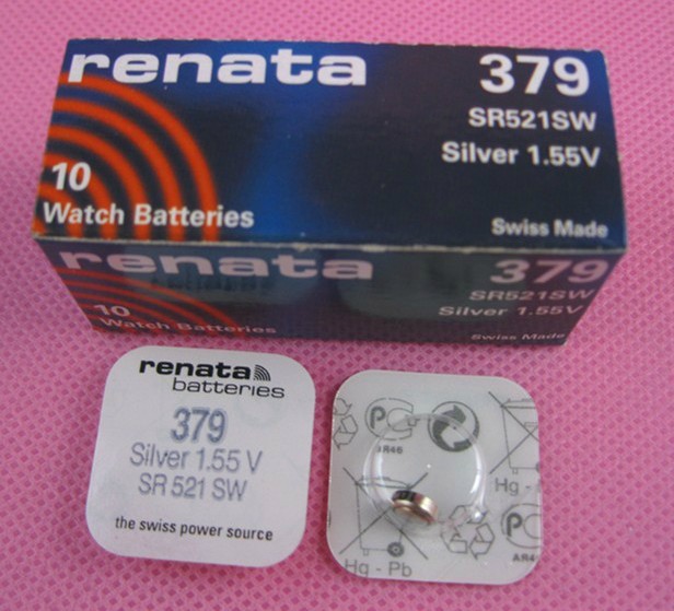 Батарейка таблетка 379 SR63 SR521SW Renata D- 5,8 H-2,15 серебро 