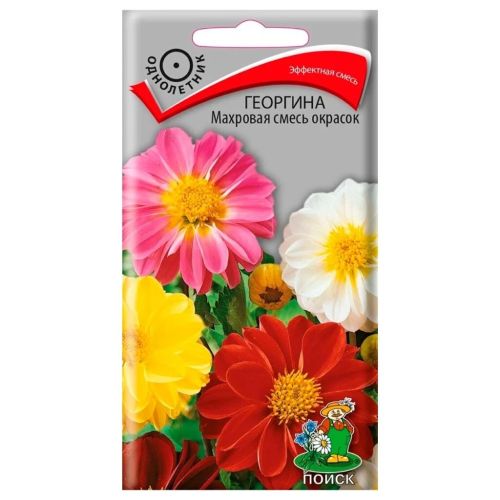 Семена Цветы Георгина Махровая смесь окрасок, 0.3 г, Поиск