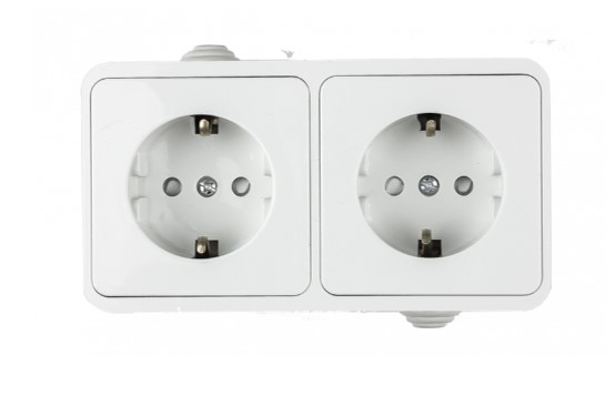 Розетка 2-местн. ОУ з/к брызгозащ.без крышки IN HOME AQUA  IP 44 3123 Белый