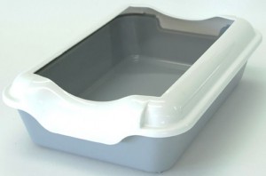 Туалет для кошек с бортиком без сетки (37*27*11,5см) бортик в компл., серый 3519707 HOMECAT