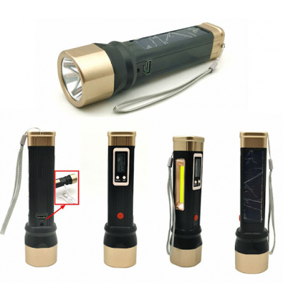 Фонарь светодиодный аккумуляторный NICEDEVICE ND-1300  (солнечная батарея)
