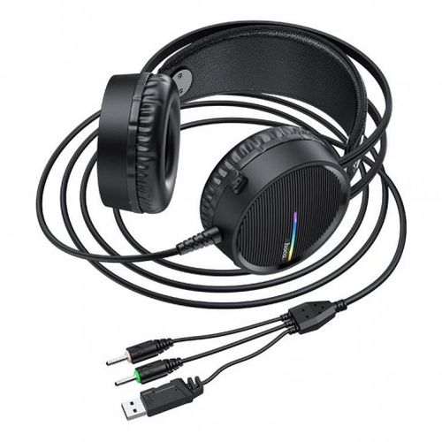 Наушники накладные проводные, 2х3,5 мм, USB 2.0, игровые Hoco W100