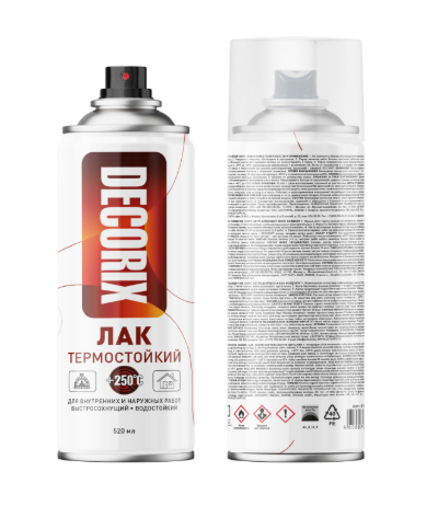 Лак аэрозольный Глянцевый термостойкий акриловый DECORIX 520 мл 0112-05 DX