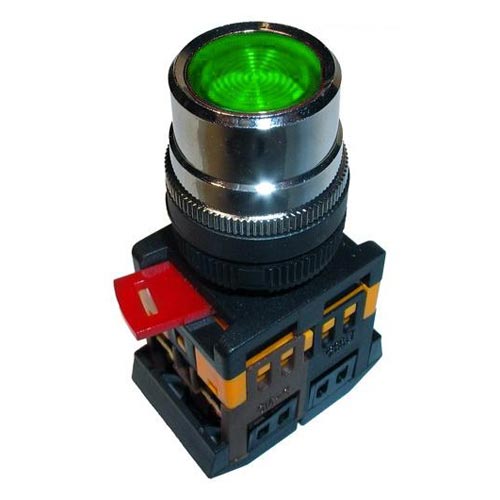 Кнопка без фиксации с подсвет. неон ИЭК ABLF-22 230B 1з+1р. зел.