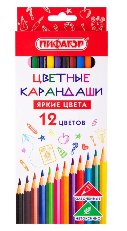 Карандаши цветные  12шт. ПИФАГОР ЭКО "КЛАССИК" 182048