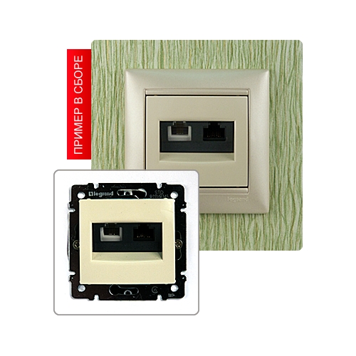 Механизм розетки TF RJ11 + Компьютер RJ45 6 UTP VALENA слоновая кость Legrand (774180)