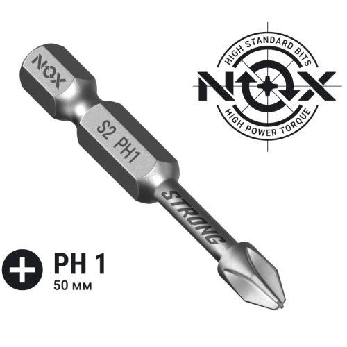 Бита насадка крестовая PH1х 50 мм, торсионная NOX STRONG 336150 / 336150-2