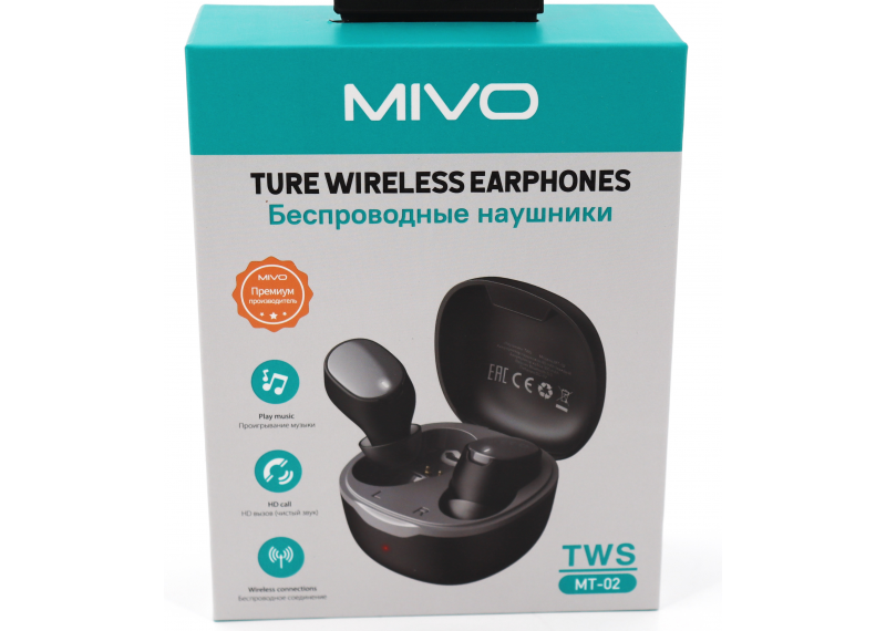 Наушники внутриканальные TWS Bluetooth MIVO MT-02