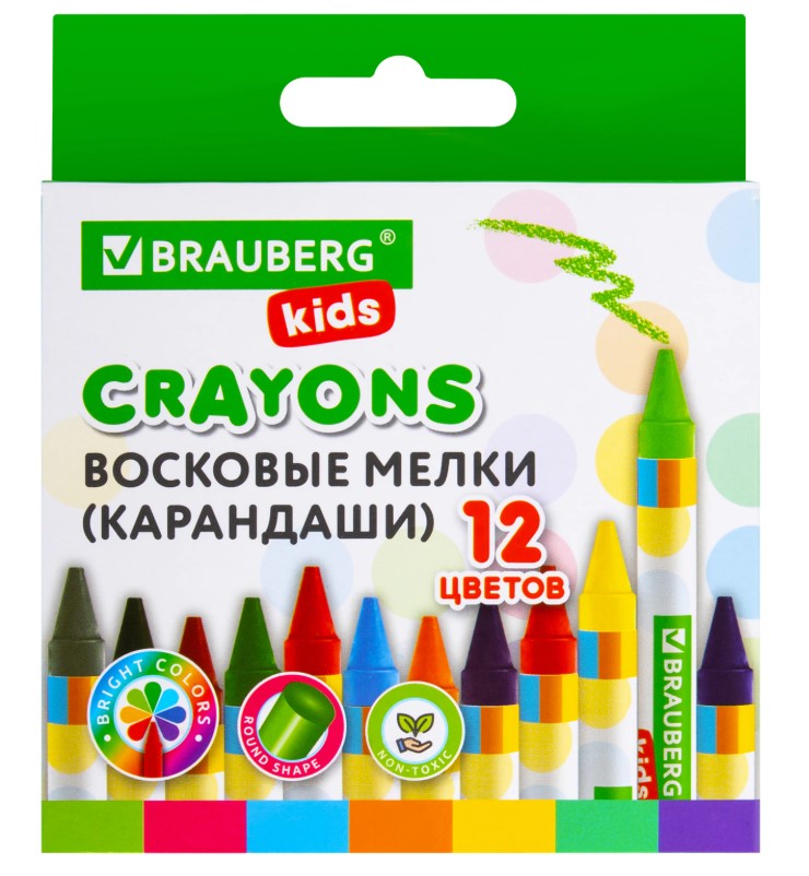 Карандаши цветные  12шт. BRAUBERG восковые мелки 271696