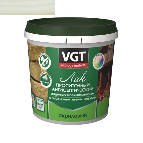 Лак VGT акриловый пропиточный антисептический 0,9кг белый