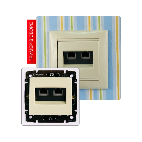 Механизм розетки TF RJ11 4 контакта, 2 выхода VALENA слоновая кость Legrand (774339)