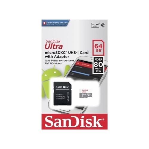 Карта памяти  SanDisk Micro SDXC 64 Gb Class 10 + adapt.