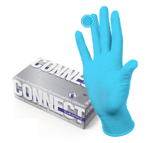 Перчатки хозяйственные нитриловые голубые CONNECT 100 шт размер M (средний) 631130 