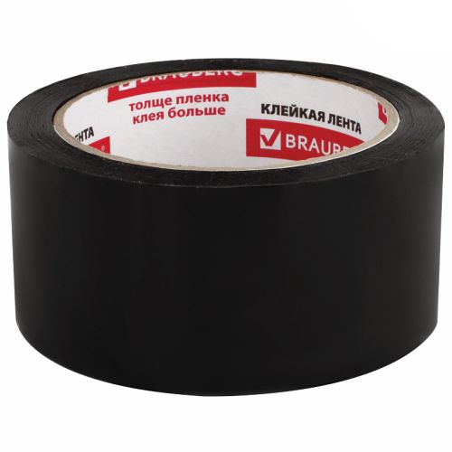 Скотч цветной чёрный 48 мм х 66 м, 45 микрон, BRAUBERG, 440155