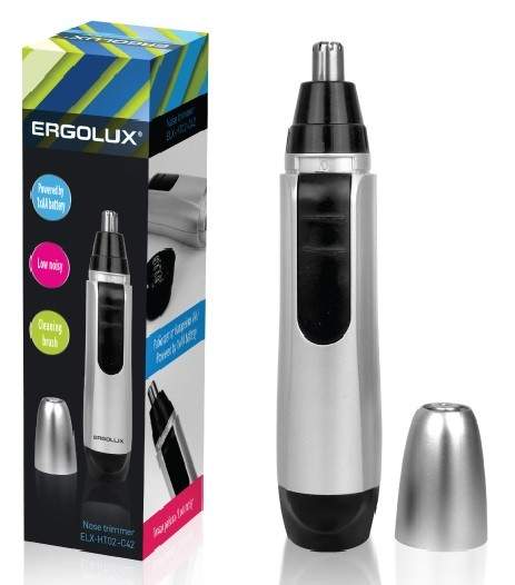 Машинка триммер для носа и ушей ERGOLUX ELX-HT02-C42 серебро 1*AA, 1.5В