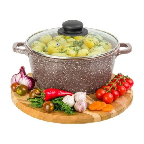 Казан  3,0л с крышкой 20см, Мрамор антипригарное покрытие DARIIS DUO DКЗ-3