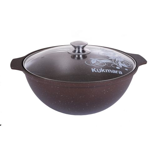 Казан  4,5л с крышкой антипригарное покрытие KUKMARA кофейный мрамор кмк47а
