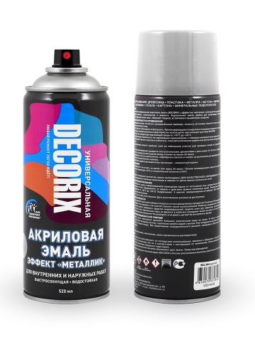Краска аэрозольная Серебро Металлик эмаль акриловая DECORIX 520 мл 0103-03 DX
