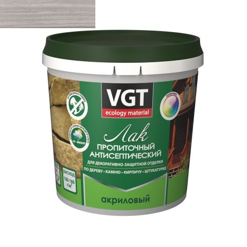 Лак VGT акриловый пропиточный антисептический 0,9кг дуб светло-серый