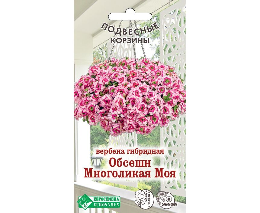 Семена Цветы Вербена Обсешн Многоликая моя, 10шт., ЕВРОСЕМЕНА