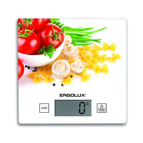 Весы кухонные ELX-SK01-C36 паста, томаты и грибы (от 1 г до 5 кг) 150*150 мм Ergolux