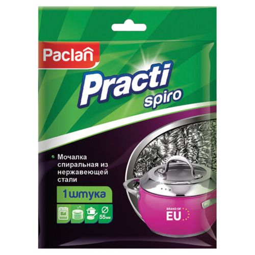 Губка для мытья посуды PACLAN "Practi Spiro" металлическая, сетчатая, 15 г Малая408220 606341
